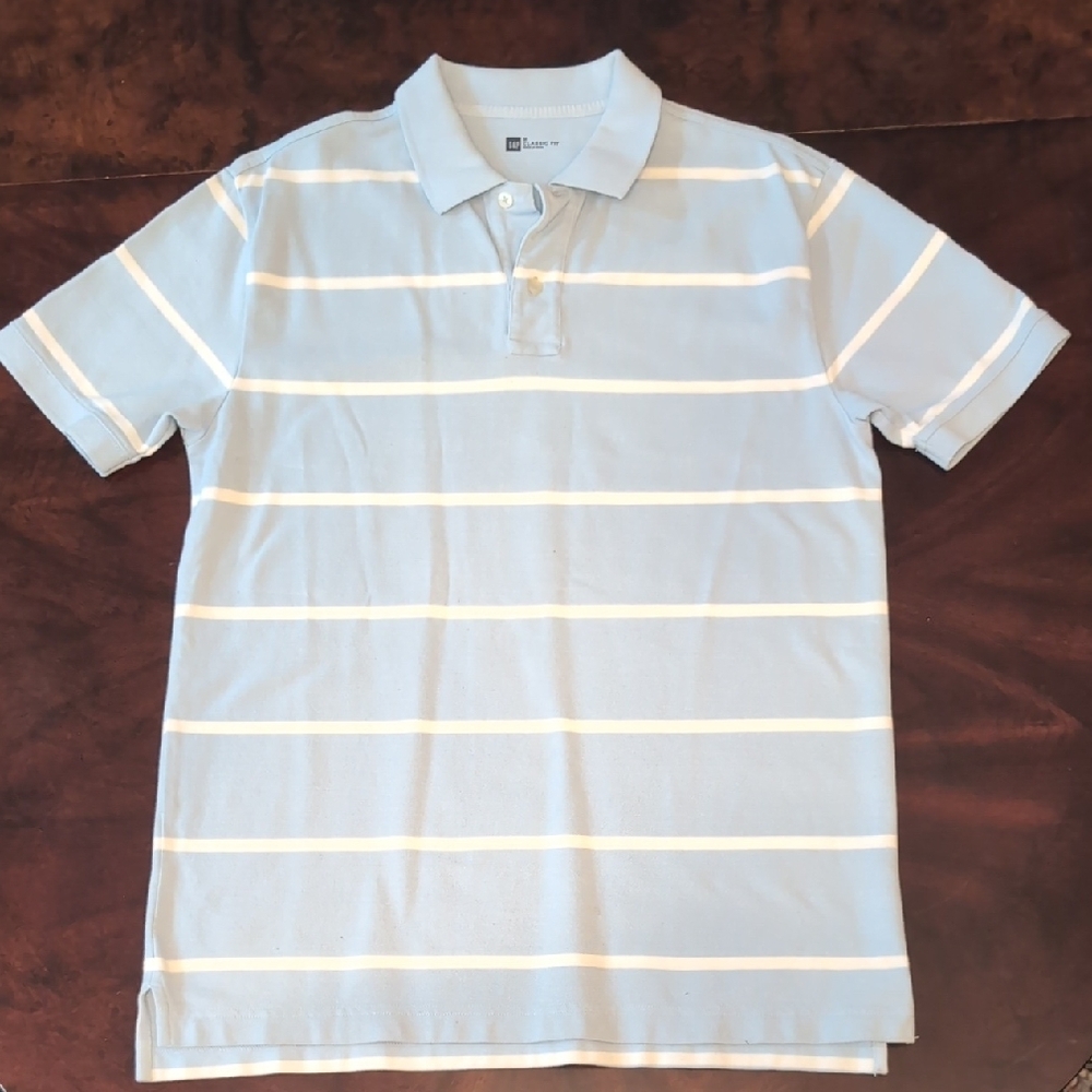 Never Worn - Gap Classic Fit Men's Blue Striped Polo Shirt